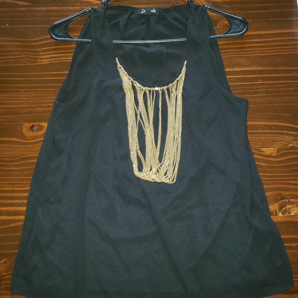 black tank with attached chains